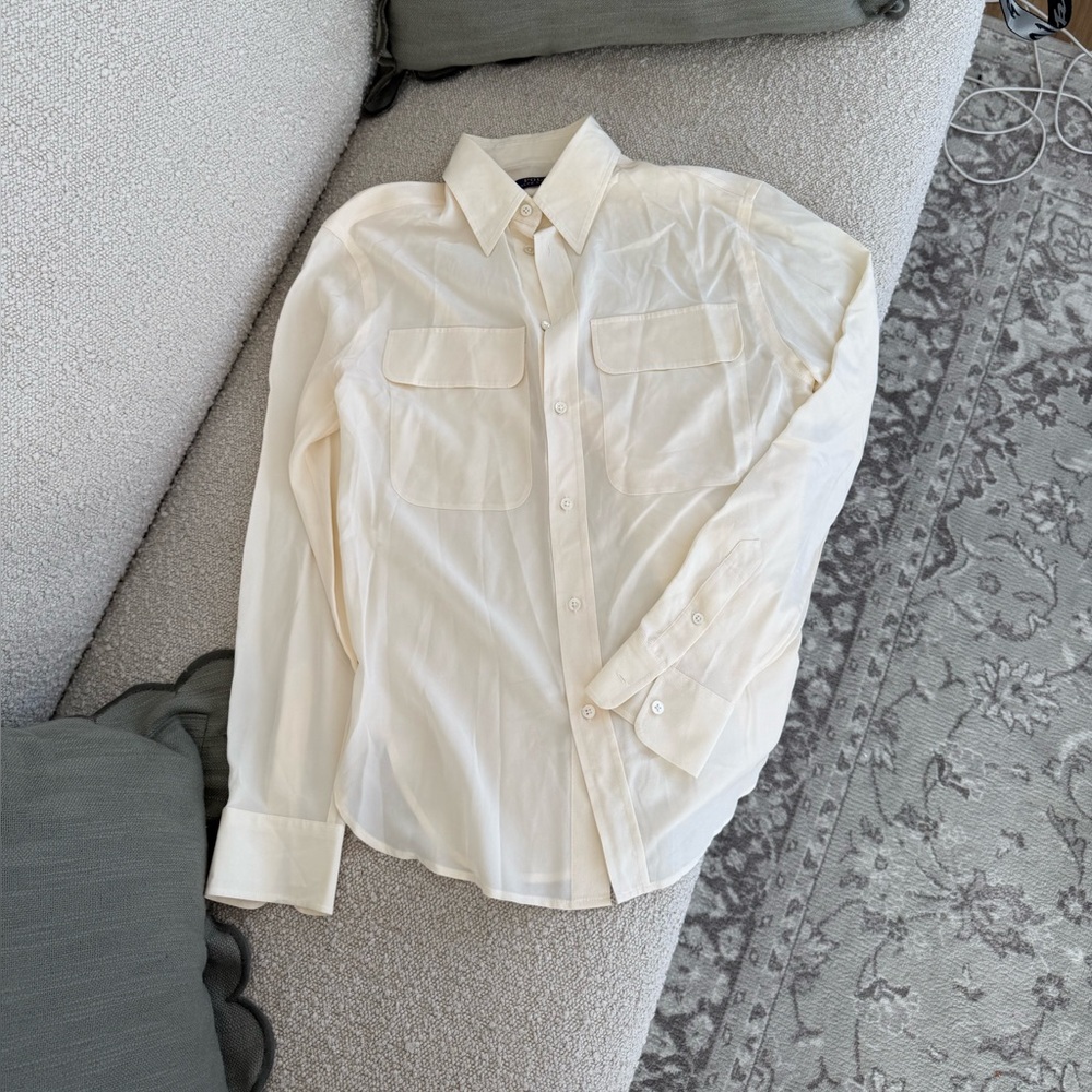 Polo Ralph Lauren Mulberry Silk Button Down Blouse🤍